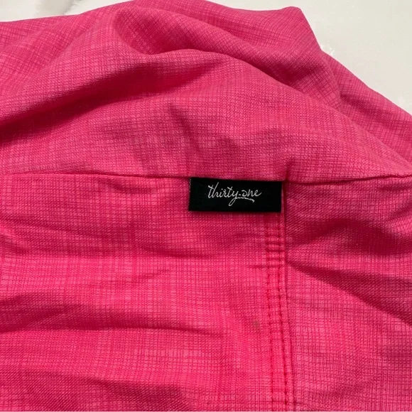 NWOT Thirty-One Vibrant Pink Tote/ Black Floral Crossbody Hobo REVERSIBLE Bag - Picture 6 of 11